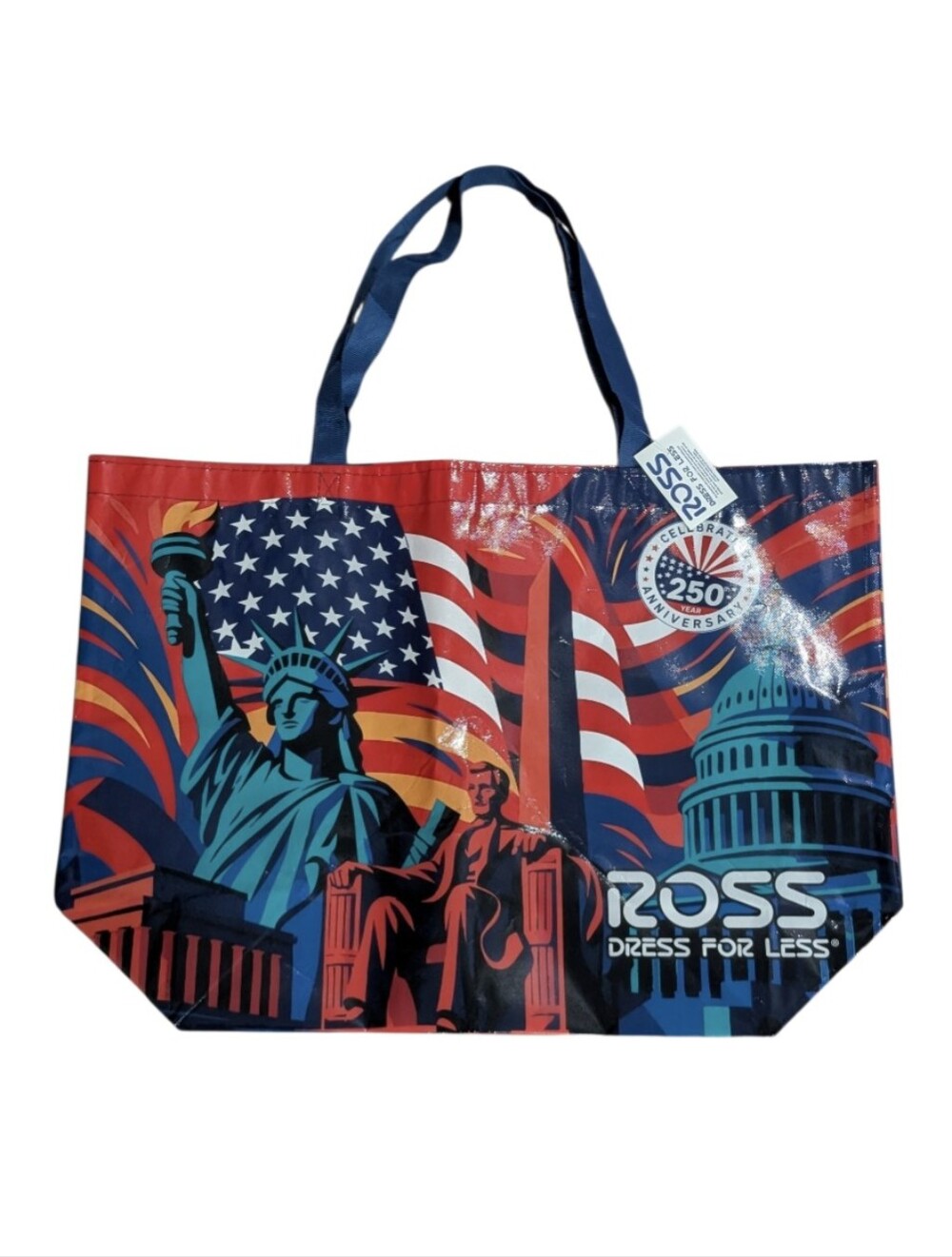 Ross Patriotic 250 Years Reusable Tote Bag - Red, Blue